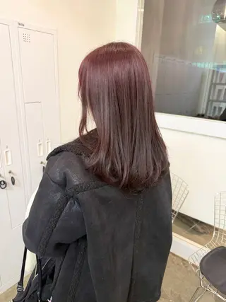 セミロング カラー クロスパーマ× 透明感カラー✂︎のヘアスタイル