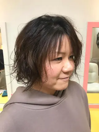 ミディアム パーマ 横田 尚登のヘアスタイル