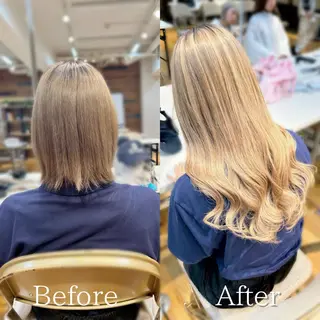 ロング まひろ エクステ／ハイトーンのヘアスタイル