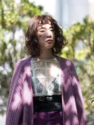 ミディアム カラー 毛利 萌生のヘアスタイル