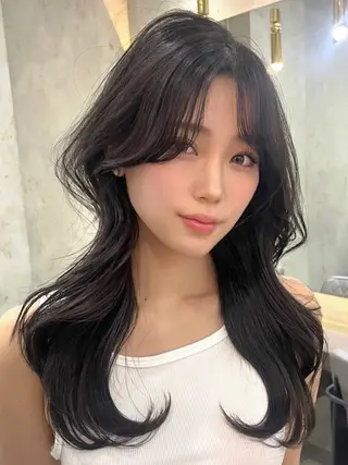 ロング カラー 山崎/ボブ縮毛矯正 レイヤー髪質改善のヘアスタイル