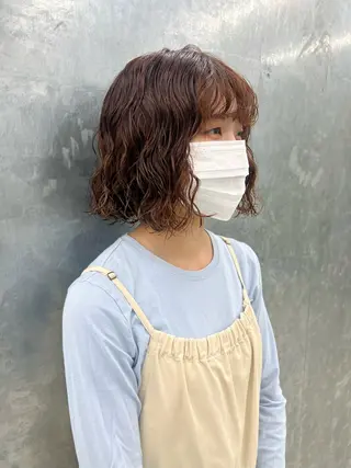 ミディアム カラー パーマ レイヤー/パーマ 🐕‍🦺Nagiのヘアスタイル