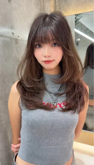 ミディアム カラー ダブルカラー 韓国レイヤーKYONのヘアスタイル