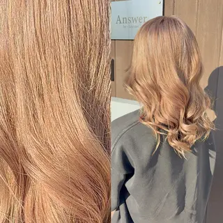 セミロング あやか/ハイトーンカ ラー/デザインカラーのヘアスタイル