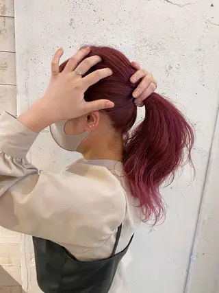 ロング カラー ブリーチなしカラー ダブルカラーエクステのヘアスタイル