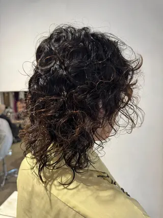 ミディアム パーマ メンズ 田村講幸 ALBUMアカデミーのヘアスタイル