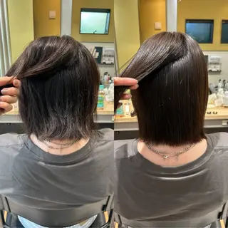 ミディアム パーマ hub hair レイヤー/透明感のヘアスタイル