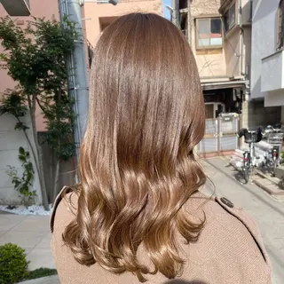 セミロング カラー グレージュ/透明感/ 韓国ヘア/RISAのヘアスタイル