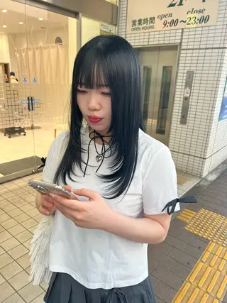 ロング 韓国ボブ/縮毛矯正 /レイヤーカットのヘアスタイル