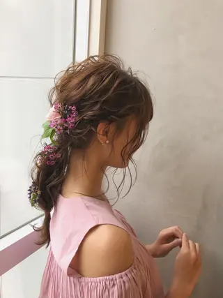 セミロング カラー パーマ ヘアアレンジ 【骨格診断カット】 .のヘアスタイル