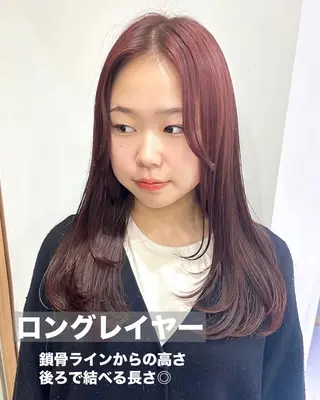 セミロング カラー レイヤーカット🐺 hina🩶のヘアスタイル