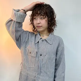 ミディアム カラー パーマ ハイトーン/心斎橋/ honomiのヘアスタイル