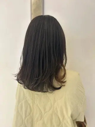 セミロング パーマ コテ巻き風パーマ✨ 韓国ヘア🤎近下菜央のヘアスタイル