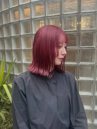 ミディアム ボブレイヤー/ ブリーチ/miyuuのヘアスタイル