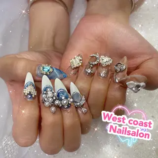 ネイル リボン、ガーリー パーツ放題専門店のネイルデザイン