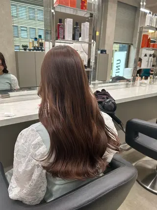 セミロング カラー パーマ ヘアアレンジ メンズ キッズ 🦋透明感グレージュ /韓国レイヤー🦋のヘアスタイル