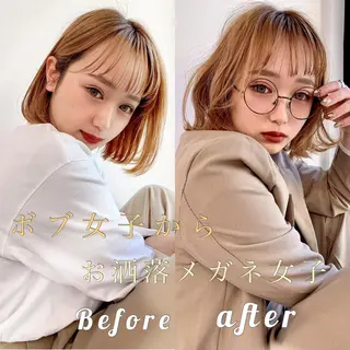 セミロング カラー くすみミルクティー／ ブラウン🪡TOWAのヘアスタイル