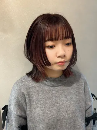 ミディアム カラー hub hair レイヤー/透明感のヘアスタイル