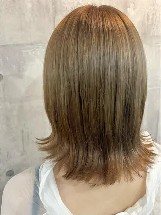 セミロング カラー レイヤー/韓国 ハイトーン興津史弥のヘアスタイル