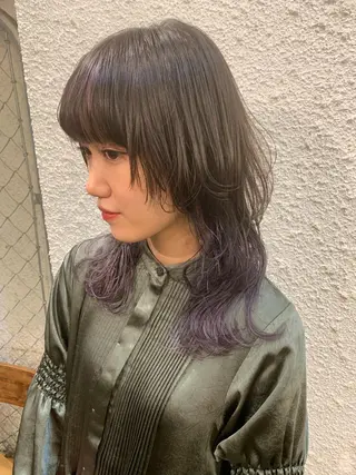 セミロング ブリーチ/ウルフ ハッシュカット/石山のヘアスタイル