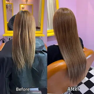 ロング シール＋ちび編み込み エクステ梅田🐨のヘアスタイル