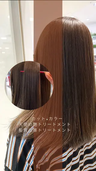 セミロング カラー 艶質改善/縮毛矯正 ササキナツミのヘアスタイル