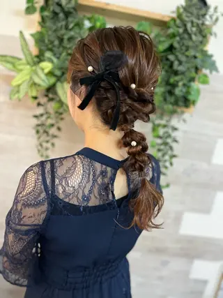 セミロング ヘアアレンジ ヘアセット/卒業式 袴着付け✨清水玲歌のヘアスタイル