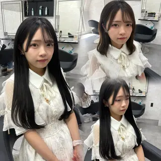 ロング ブリーチなしカラー ダブルカラーエクステのヘアスタイル