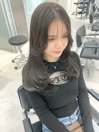 ロング カラー 湯田 竜也のヘアスタイル