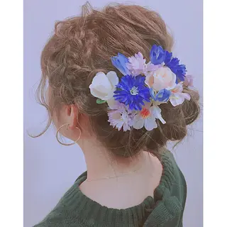 ミディアム ヘアアレンジ 透明感♡︎♡︎ 佐々木早苗のヘアスタイル