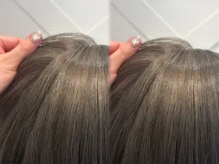 セミロング カラー ハイトーンカラー シールエクステのヘアスタイル