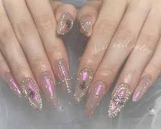 ネイル shineジェル& チップ長さだしのネイルデザイン