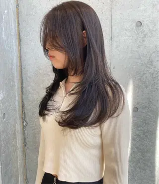 セミロング カラー レイヤー/柔色 カラー/SAkiのヘアスタイル