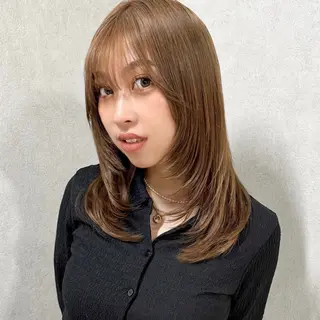 セミロング カラー 🎀ミルクティー/暖 色×レイヤー/マリアのヘアスタイル