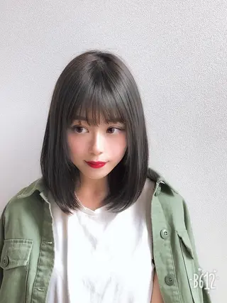 ミディアム カラー パーマ 巣山 竜一のヘアスタイル