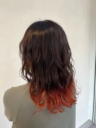 ミディアム カラー 艶髪ブリーチ/レイヤ ー/竹本幸希のヘアスタイル