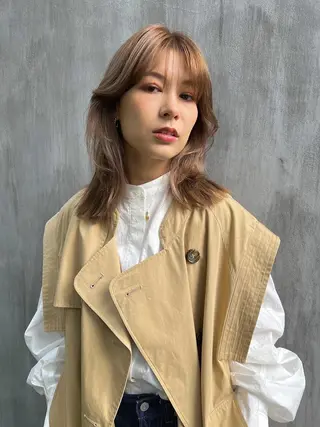 ミディアム 顔まわり/艶カラー/ 🤎himari🤎のヘアスタイル