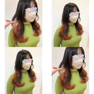 セミロング カラー 推しカラー✨ オタク美容師ユウカのヘアスタイル