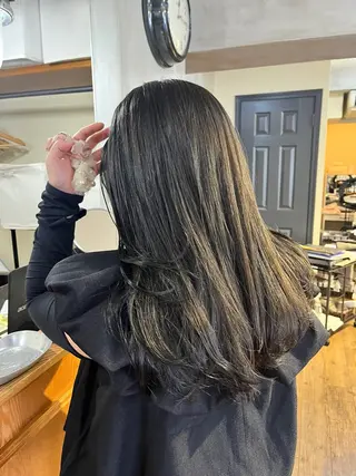 セミロング カラー 薬院:今泉/上川美幸 大人ヘア/暗髪カラーのヘアスタイル