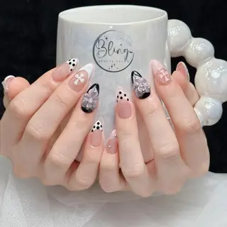 ロング 波 なみのネイルデザイン