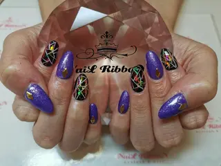 ネイル ネイルリボン 受付スタッフのネイルデザイン