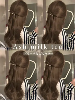 ロング カラー くすみミルクティー／ ブラウン🪡TOWAのヘアスタイル