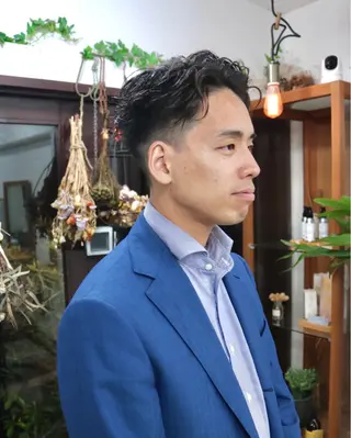 ショート パーマ メンズ 木村陸弥 似合わせ 透明感カラー🌿のヘアスタイル