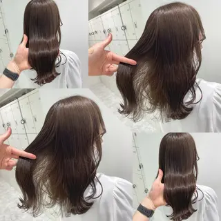 セミロング カラー ヘアアレンジ 韓国風ベージュ🤎 赤みなし🌿横浜🤎のヘアスタイル