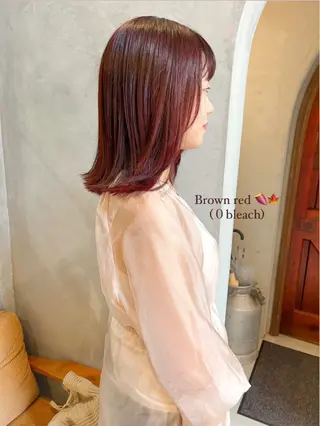 ミディアム カラー Musee plume所属・荻野七菜子 ボブのヘアスタイル