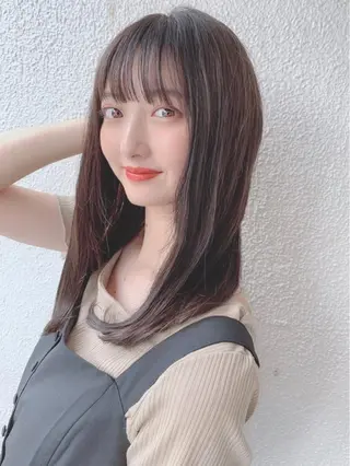 セミロング カラー パーマ ヘアアレンジ 【公式】amble luxe池袋東口🩷のヘアスタイル