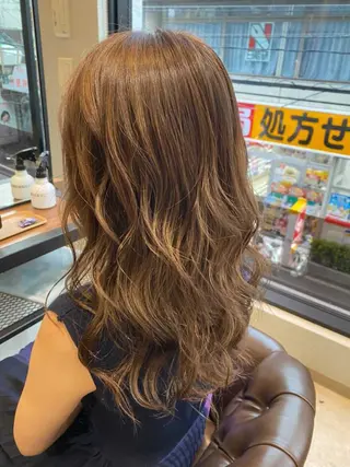 セミロング カラー 💎エクステ専門店 BIZE梅田🇰🇷のヘアスタイル