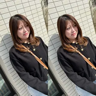 セミロング Livnaリヴナ立川所属・レイヤー/ハイライト /立川/赤池宏隆のヘアスタイル