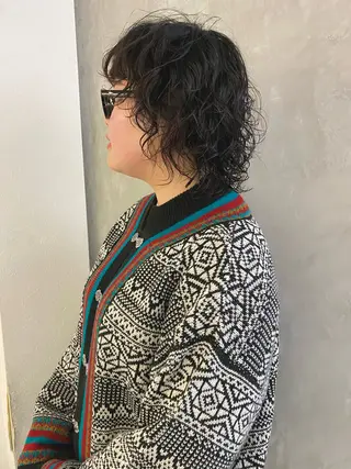 ミディアム パーマ 森貴裕/ベージュ/ パーマ/オリーブのヘアスタイル