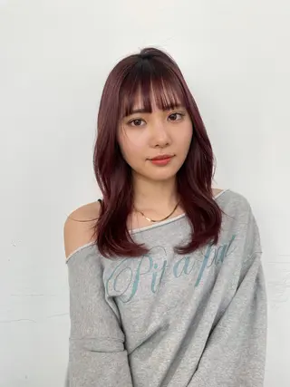 セミロング カラー 🎀優姫 🎀  韓国レイヤーのヘアスタイル